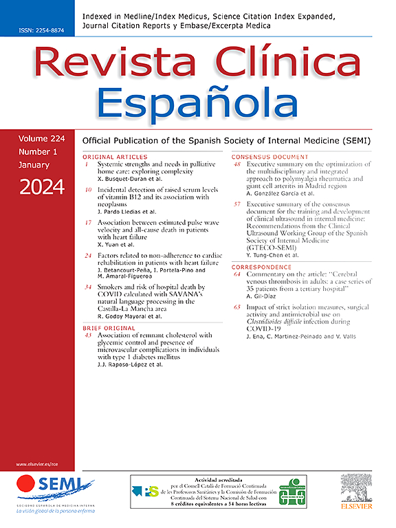 Go to journal home page - Revista Clínica Española (English Edition)